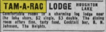 Tam-A-Rac Lodge (Tam-A-Rac Lounge, Tam-A-Rack) - June 1942 Ad